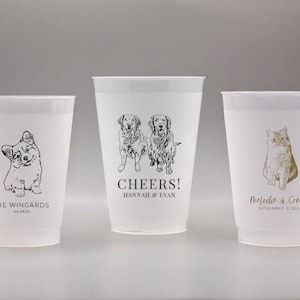 Custom Wedding Cups for Dog Lovers | Personalized Pet Wedding Favor Cups