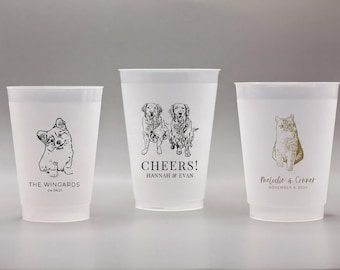 Custom Wedding Cups for Dog Lovers | Personalized Pet Wedding Favor Cups