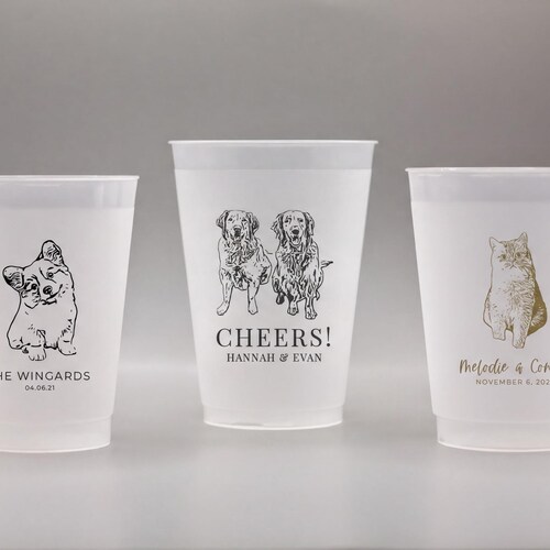 Custom Wedding Cups for Dog Lovers | Personalized Pet Wedding Favor Cups