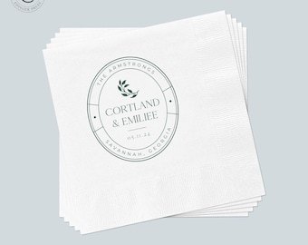 Personalized Floral Wedding Cocktail Napkins, Rehearsal Dinner