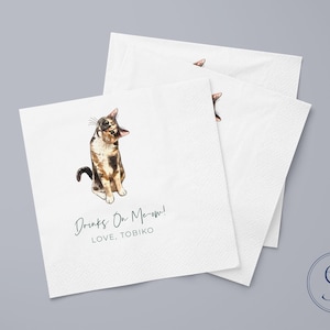 Servilletas de boda personalizadas para mascotas / Retrato personalizado de perro y gato