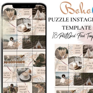 Boho Instagram Puzzle Feed Template | Canva Puzzle Feed | Instagram Branding | Ig Grid Template