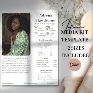 1 page MEDIA KIT canva template | influencers & bloggers | TIKTOK instagram template | influencer rate sheet