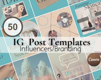50 Teal Canva Instagram Templates | Engagement Influencer post | Instagram Easy To Use template | Customizable Template