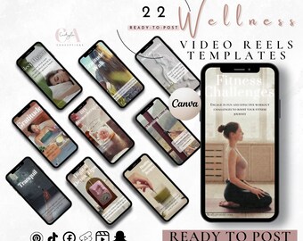 22 Wellness Instagram Reel Videos | Motivational Instagram Reels Templates | Influencer Video Reel | Canva Template | Editable Reels Canva