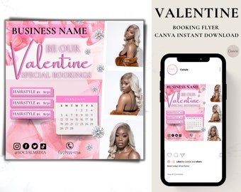 Valentines Day Sale Flyer | Pink Stylist Flyer for V day | Flyer Template for Canva | Instagram Post Template