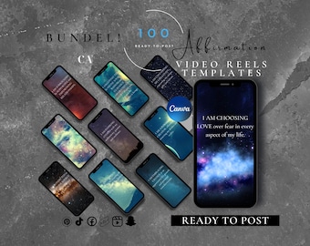 100 Space Motivational Affirmation Reels | Instagram Reel Template | Editable Reels Canva | Spiritual Template | Tiktok Motivation