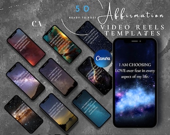 50 Space Motivational Affirmation Reels | Instagram Reel Template | Editable Reels Canva | Spiritual Template | Tiktok Motivation