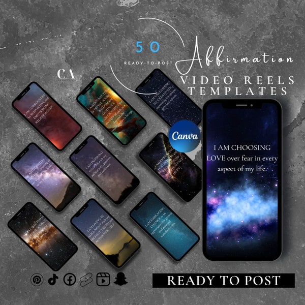 50 Space Motivational Affirmation Reels | Instagram Reel Template | Editable Reels Canva | Spiritual Template | Tiktok Motivation