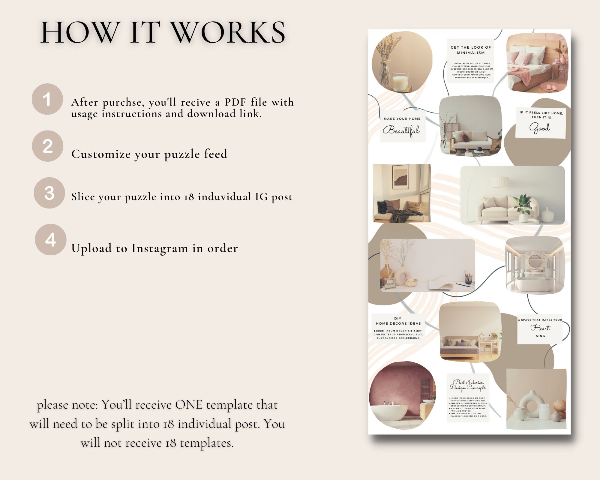 Interior Design Instagram Post Templates Instagram Puzzle Feed Canva ...