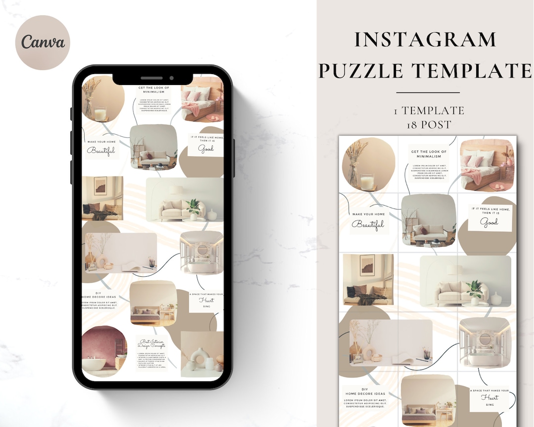 INTERIOR DESIGN Instagram Puzzle Feed Template | IG Grid Template for ...