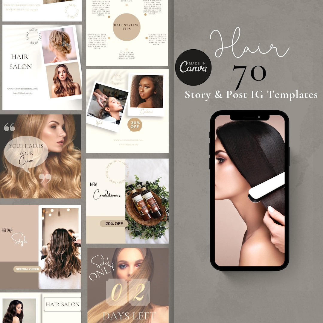 70 Instagram Hair Templates | Hair Care Business Social Media Post ...