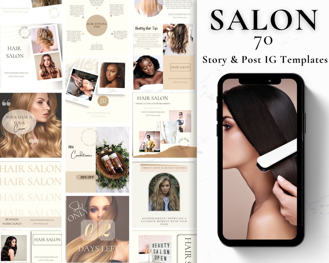 70 Hair Salon Canva Templates | Hair Stylist Social Media Post Template ...