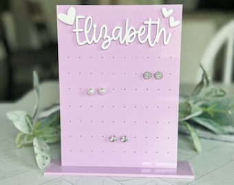 Personalized Acrylic Earring Stand: Jewelry Display, Girls Room Decor, Earring Holder
