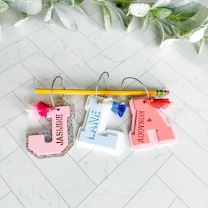 Initial Keychain, Backpack Tag, Water Bottle Name Tag, Varsity Letter Tag, Personalized Bag Tag, Luggage Tag, Sports Bag Name Tag, Bag Charm image 5