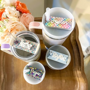 Tumbler Name Plate, Tumbler Name Tag, 40 or 64 Ounce Tumbler Topper, Tumbler Cup Name, Tumbler Name Tag, Cup Name Tag
