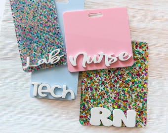 Personalized Acrylic Badge Holder for Nurses, Custom Badge ID, Badge Buddy