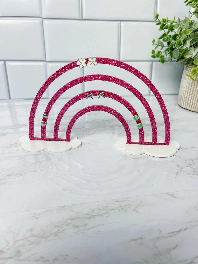 Rainbow Earring Stand, Earring Holder, Girls Birthday Gift, Acrylic Earring Stand, Jewelry Organizer, Earring Organizer, Jewelry Display