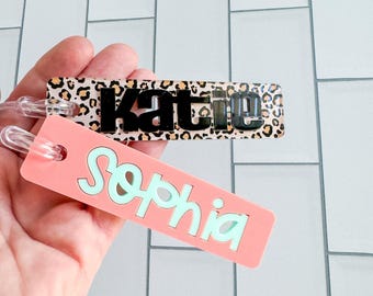 Custom Name Keychain, Water Bottle Tag, Name Keychain for Backpack, Diaper Bag Tag, Personalized Bag Tag, Luggage Tag, Sports Bag Name Tag