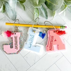 Initial Keychain, Backpack Tag, Water Bottle Name Tag, Varsity Letter Tag, Personalized Bag Tag, Luggage Tag, Sports Bag Name Tag