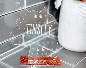 Personalized Unicorn Earring Stand: Acrylic Jewelry Organizer, Kids Gift