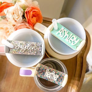 20 or 30 Ounce Tumbler Name Topper, Personalized Tumbler Name Tag, Name for Tumbler Lid, Cup Accessories, Custom Name Tag