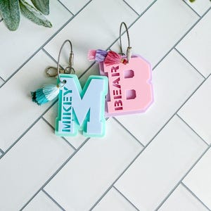 Initial Keychain, Backpack Tag, Water Bottle Name Tag, Varsity Letter Tag, Personalized Bag Tag, Luggage Tag, Sports Bag Name Tag