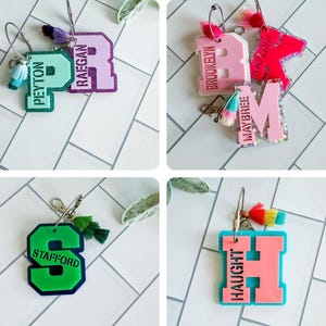 Initial Keychain, Backpack Tag, Water Bottle Name Tag, Varsity Letter Tag, Personalized Bag Tag, Luggage Tag, Sports Bag Name Tag