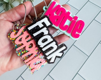 Backpack Tag, Backpack Name Tag for Kids, Personalized Bag Tag, Luggage Tag, Bag Charm, Sports Bag Name Tag, Initial Tag for Bag