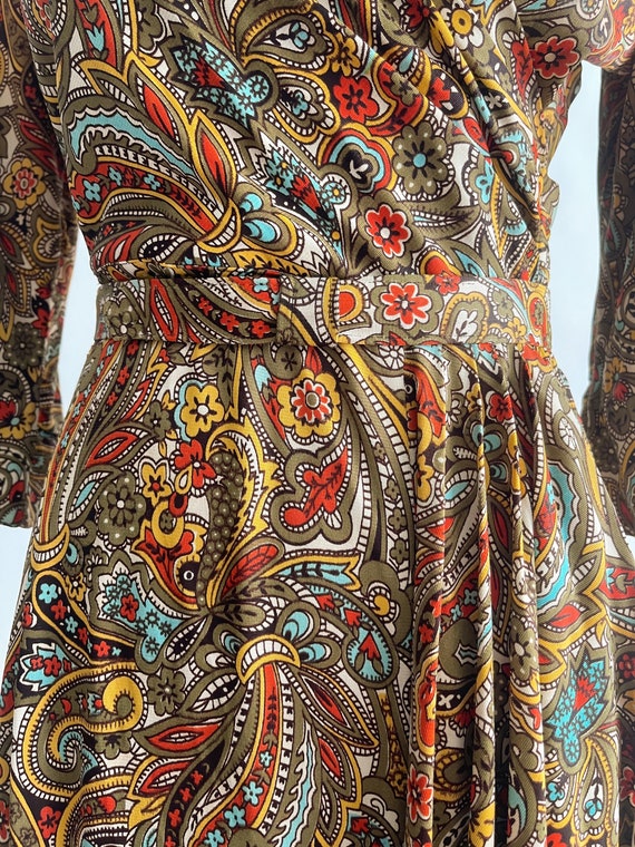 Pretty! Vintage 1940s Rayon Jersey Wrap Dress Hip… - image 7
