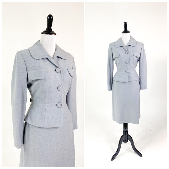 Chic! Vintage 1950s Moordale Belt Back Skirt Suit
