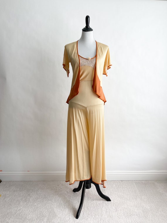 Killer! Vintage 1920s Silk Jersey Jumpsuit Lounge… - image 3