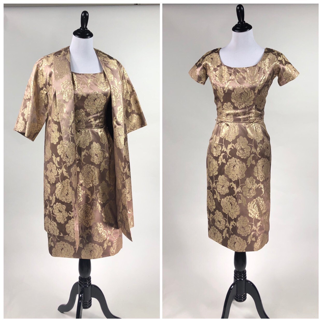 Vintage 1960s Gold Cocktail Wiggle Dress