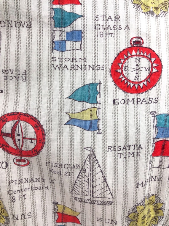 Best! Vintage 1950s Novelty Print Nautical Sailbo… - image 7