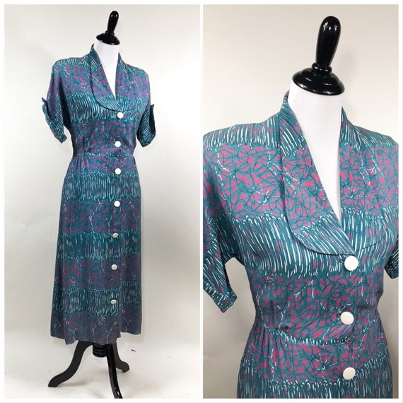Best! Vintage 1940s Slinky Cold Rayon Abstract Mod