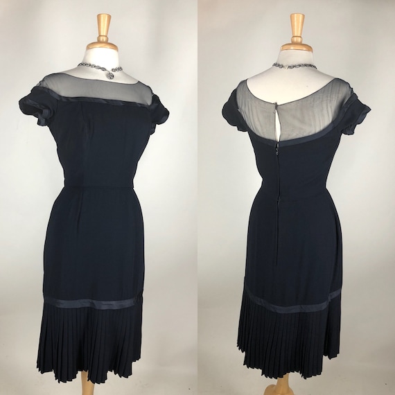 Chic! Vintage 1950s Peggy Hunt Classic Navy Wiggle