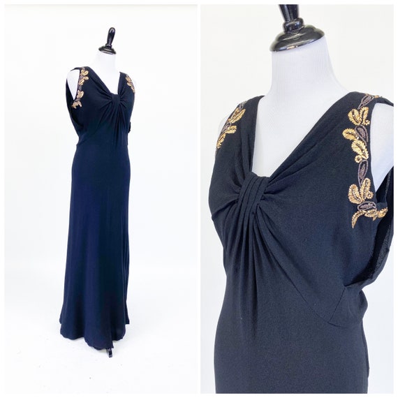 Volup! Vintage 1930s Gold Embroidered Beaded Bias