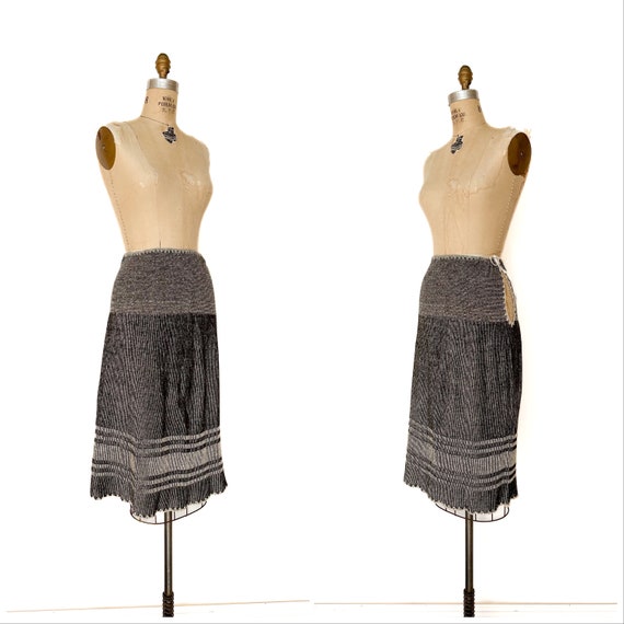 Vintage 1920s Knitwear Sweater Knit Skirt Black and White Ribbed S Etsy UK