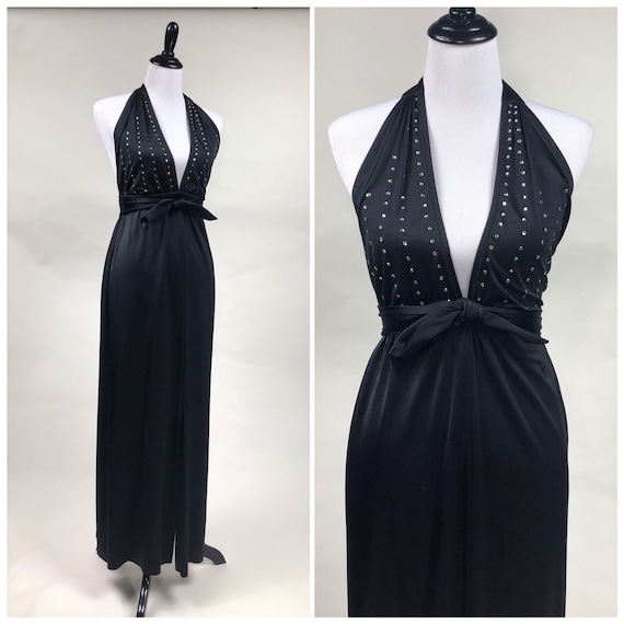 Sexy! Vintage 1970s DeWeese Rhinestone Halter Sun