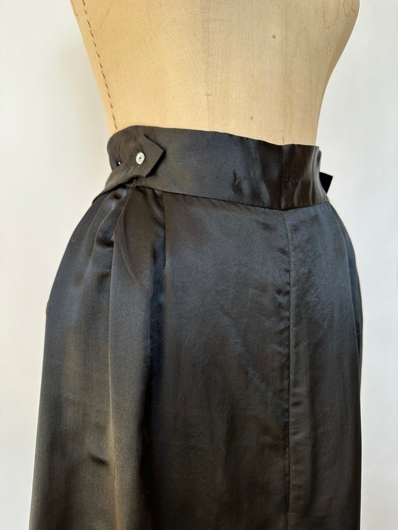Vampy! Vintage 1930s Black Satin Pajama Set Wide … - image 7