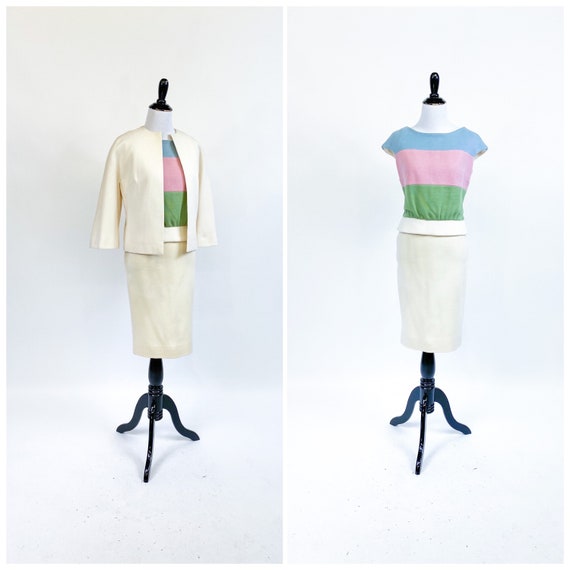 Color Block! Vintage 1960s 60s Lilli Ann Pastel W… - image 1