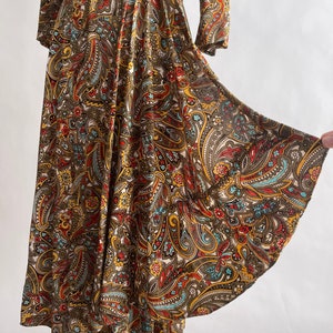 Pretty Vintage 1940s Rayon Jersey Wrap Dress Hip Swag Paisley L image 6