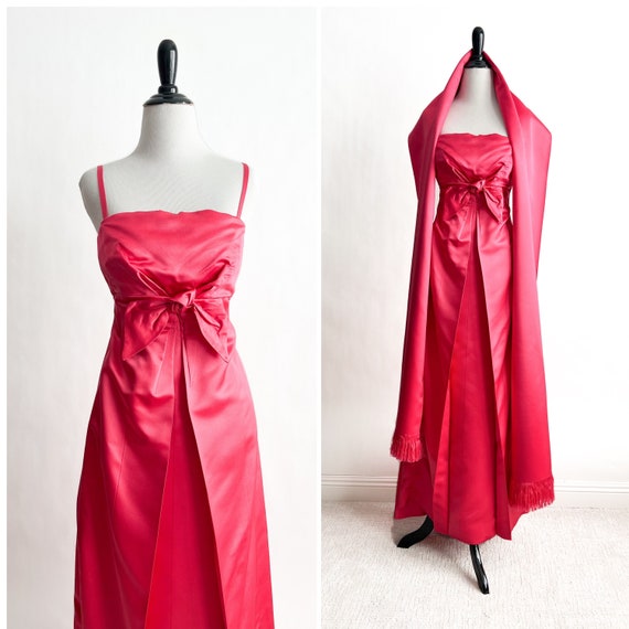 Glam! Vintage 1960s Lee Claire Shocking Pink Silk… - image 1