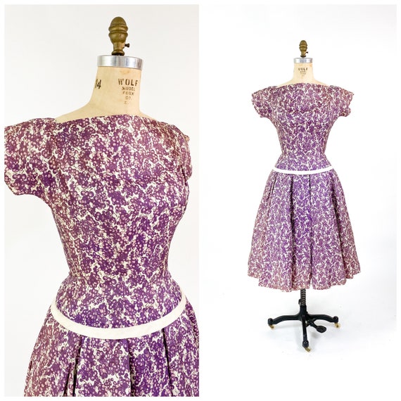 Fab! Vintage 1950s Novelty Grape Print Full Skirt