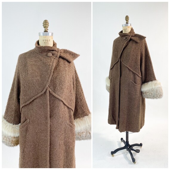 Best Vintage 1950s Don Loper Boucle Wool Wrap Coat Fox Fur - Etsy