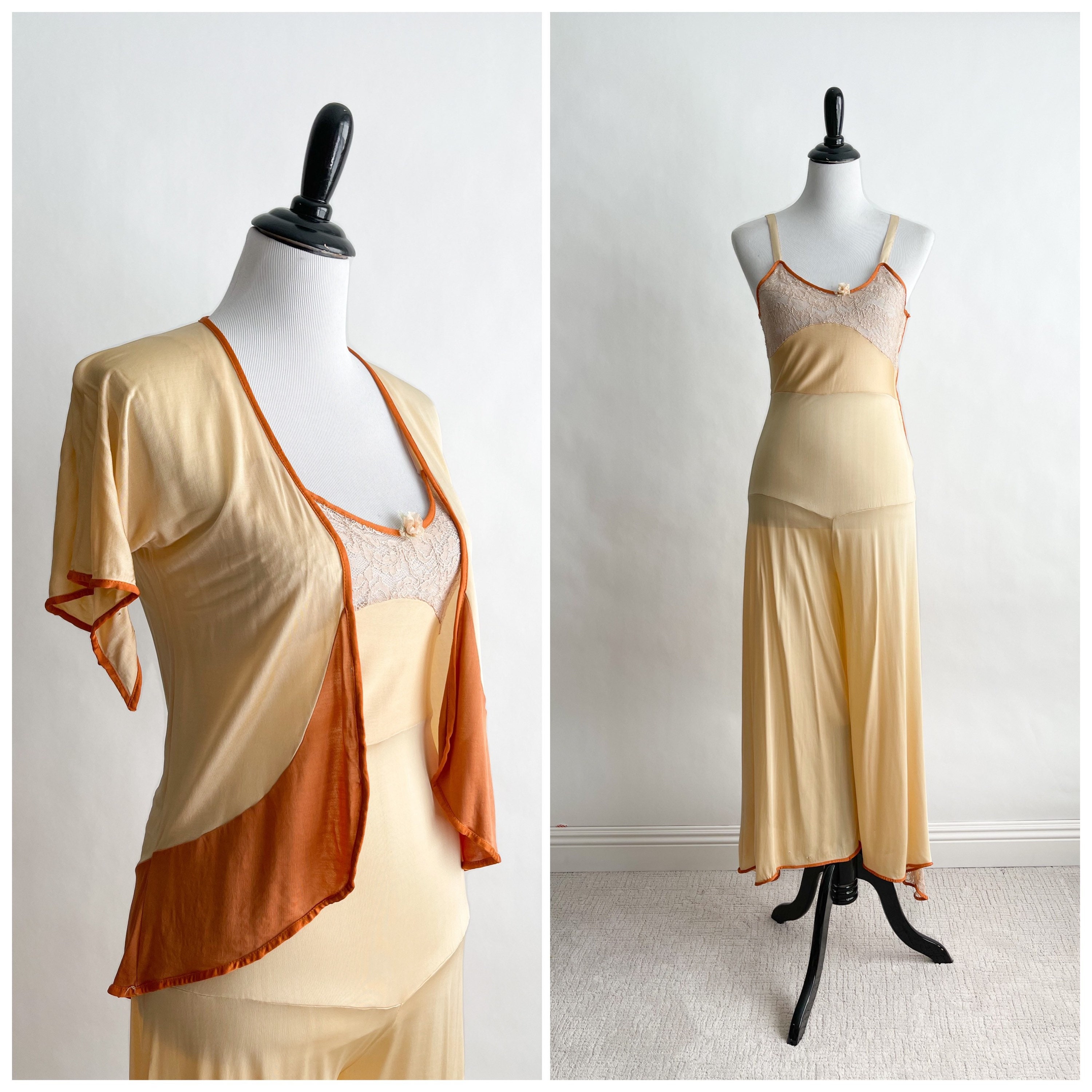 Killer! Vintage 1920s Silk Jersey Jumpsuit Loungewear Set Killer! Vintage 1920s Silk Jersey Jumpsuit Loungewear Set