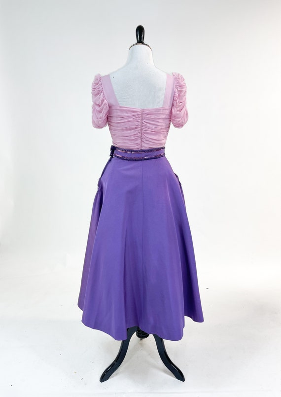 Wow! Vintage 1940s Rose Barrack Ruched Silk Sequi… - image 7