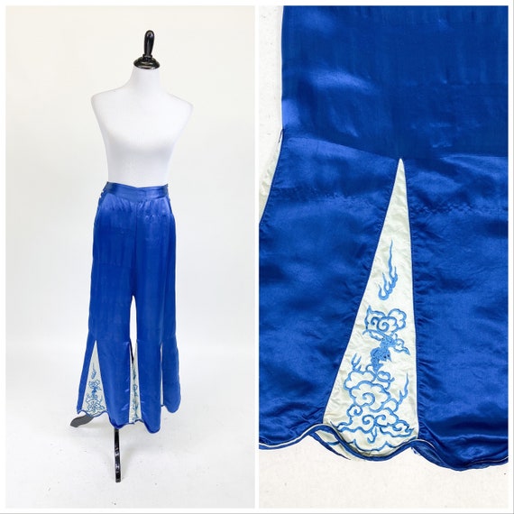Gorgeous! Vintage 1930s Sapphire Blue Silk Satin W