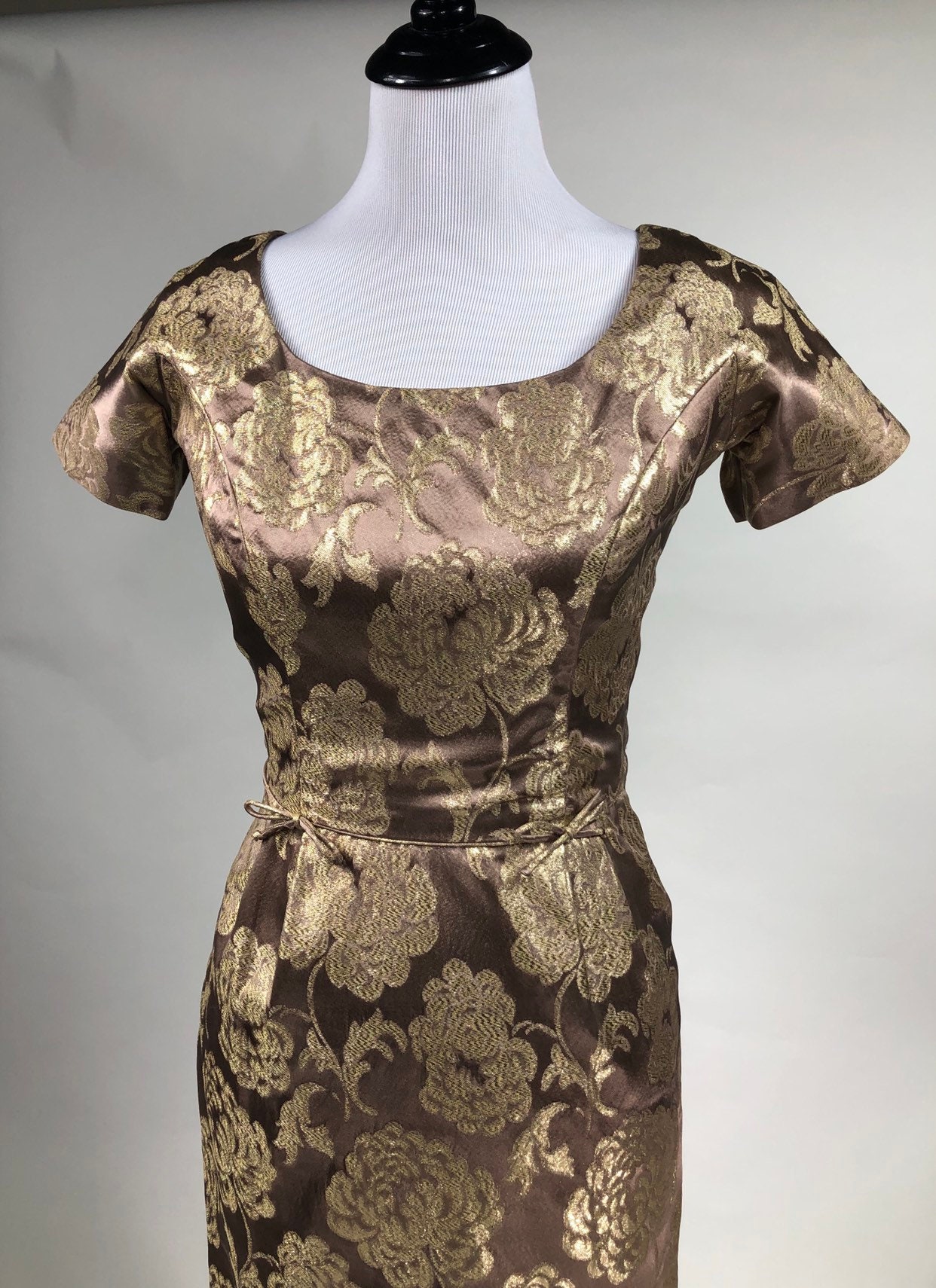 Glam Vintage 1960s Gold Metallic Brocade Wiggle Dress & - Etsy