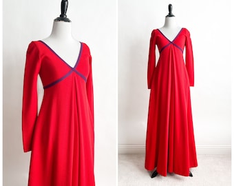 Iconic Vintage 1960s 70s RUDI GERNREICH Wool Maxi Dress Harmon Knitwear XS S